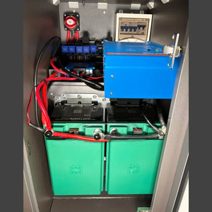 VW Grand California solar power inverter kit with Victron inverter, batteries, and wiring installed