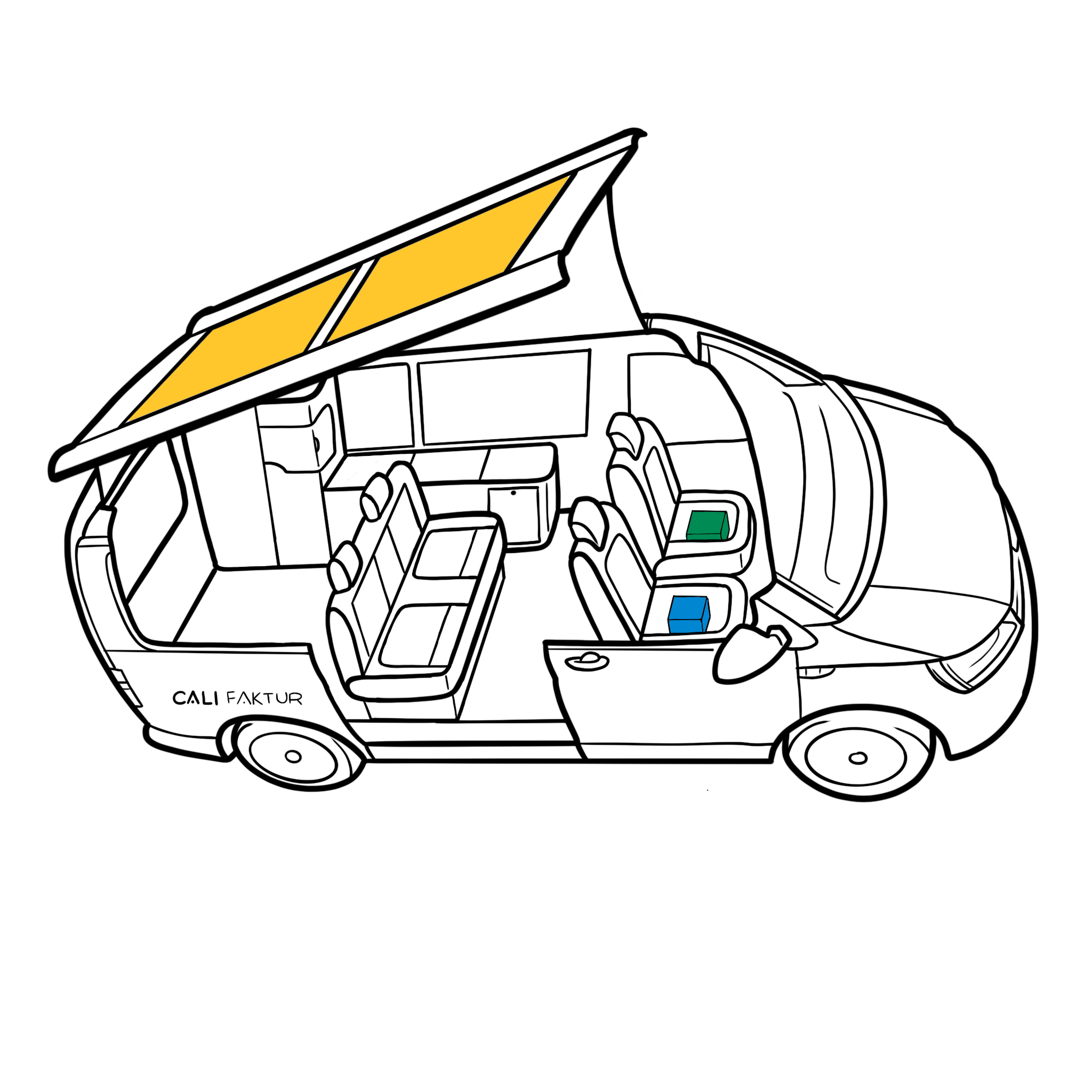 Califaktur Self-Sufficiency Package PRO VW California T6.1 Ocean Coast – Lithium 170Ah - Solar Module 310Wp - Inverter 1200W