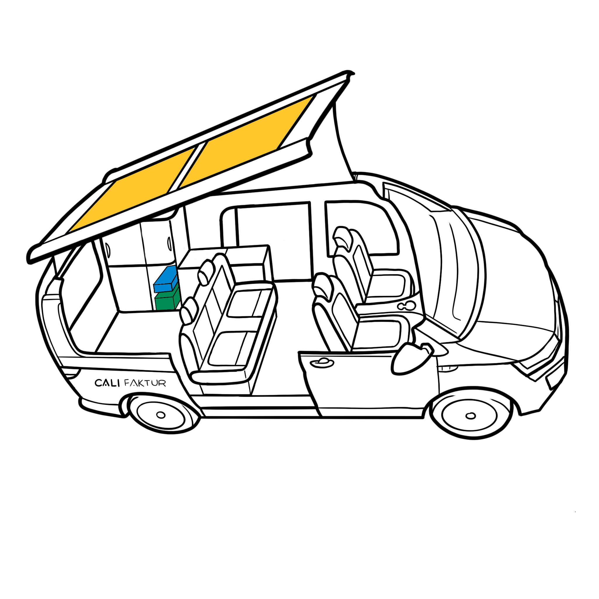 Califaktur Self-Sufficiency Package PRO VW California T7 Ocean Coast – Lithium 170Ah - Solar Module 260Wp - Inverter 1200W