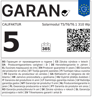 EU-Garantielabel GARAN – 5 Jahre CALIFAKTUR Herstellergarantie