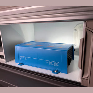 Victron inverter installed in VW California T7 Ocean Coast cabinet