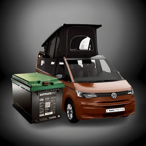 VW California T7 camper van with SaftkistePro 170Ah LiFePO4 battery for solar power