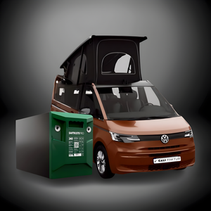 CALIFAKTUR AutarkiepaketPRO SaftkistePRO 340 Ah LiFePO4 Batterie vor VW California T7 – smartes Lithium Paket mit Campersteuerung per App