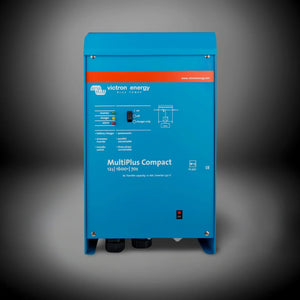 Victron MultiPlus Compact blue inverter charger for camper solar power systems, frontal view