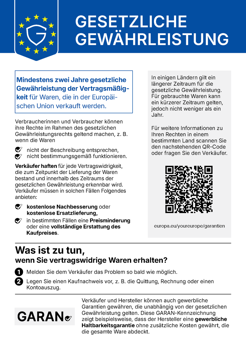 EU notice – legal guarantee