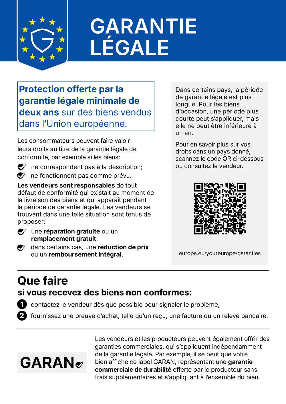 EU notice – legal guarantee